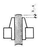 Рис. 17. Положение блока, собранного из 3/5 тетради, в тисках перед формированием корешка