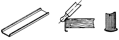 Рис. 33. Форма и положение отстава на корешке после вклейки блока (отстав условно показан отдельно)